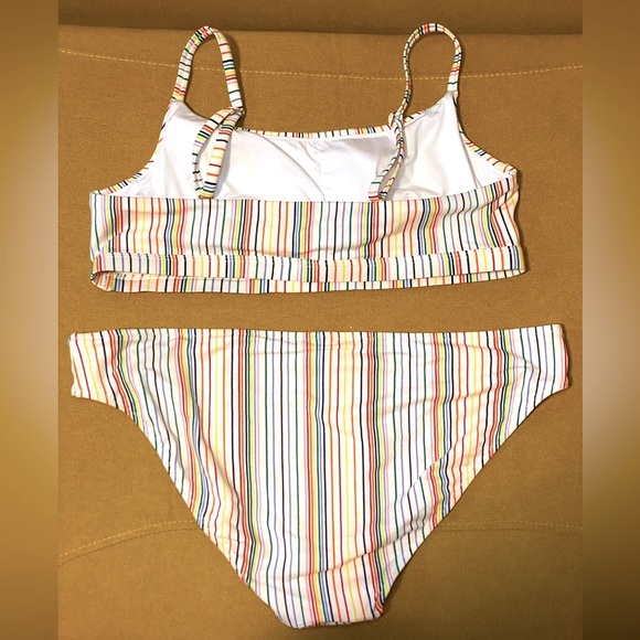 Madewell Second Wave Sport Bikini Top & Bottom in Rainbow Stripe | Sz L - Picture 6 of 8